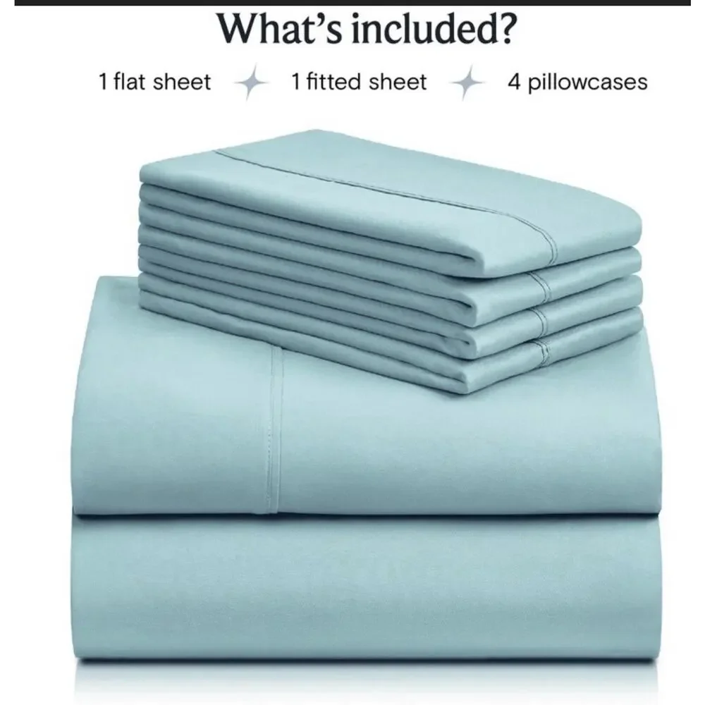 LuxClub 4 PC King Sheet Set Deep Pockets Wrinkle Free Cooling Sheets Aqua Blue